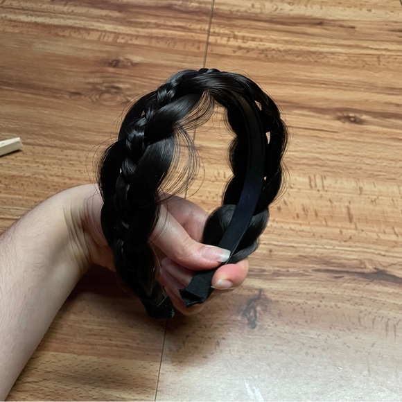 Double Braided Hair Headband Micro Braid Dark Black Brown main image 7